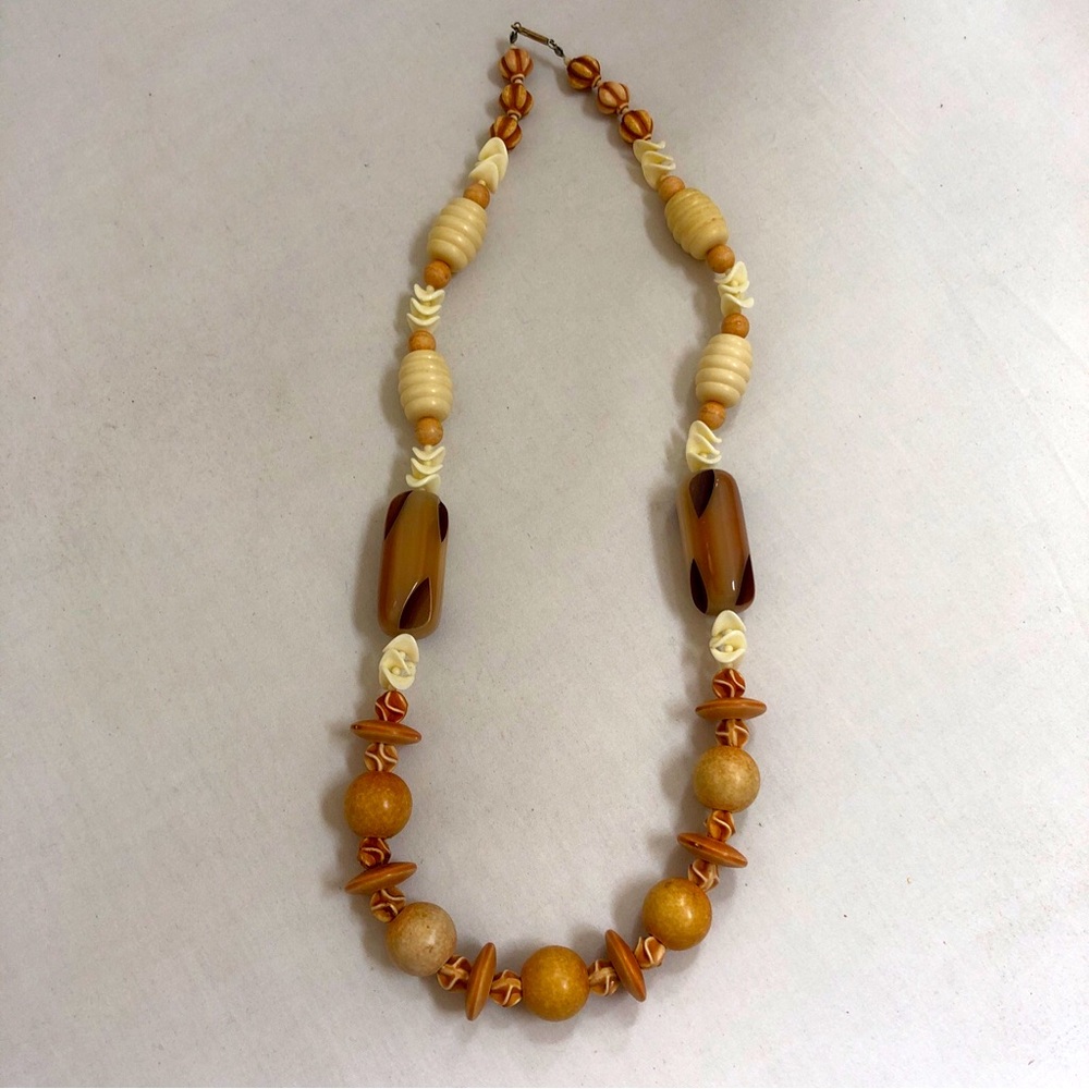 Chunky Necklace Wood Acrylic Plastic Beads Bohemian